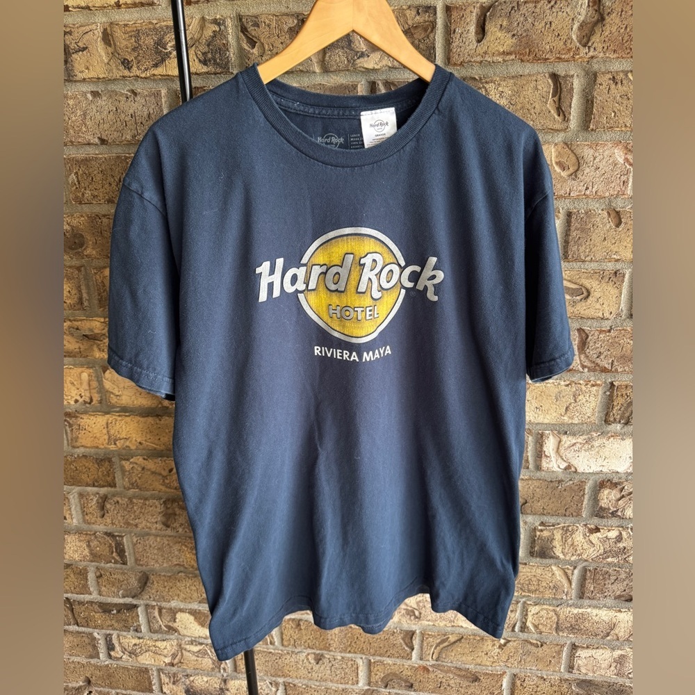 Hard Rock Hotel Riviera Maya T-Shirt Navy Blue Graphic Logo Tee Men’s Size L - Picture 2 of 8